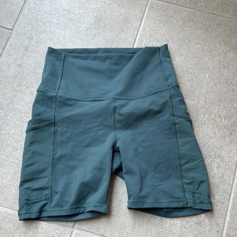 Fabletics Green Bike Shorts High-Waisted Athletic